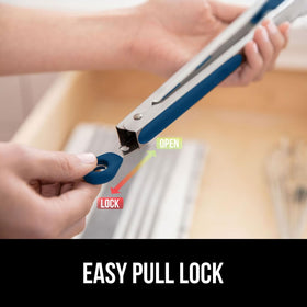 GORILLA GRIP dishwasher-safe tongs for easy cleaning after cooking.