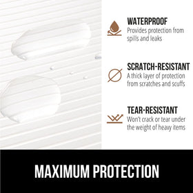 GORILLA GRIP DuraGuard liner installed on kitchen cabinet shelves