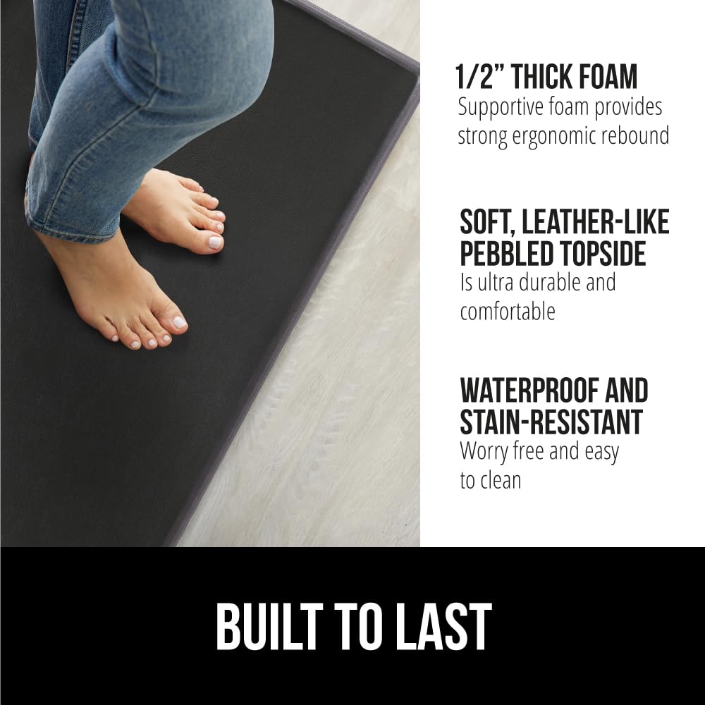 GORILLA GRIP 17x59 foam close-up demonstrates extended comfort for long desk sessions.