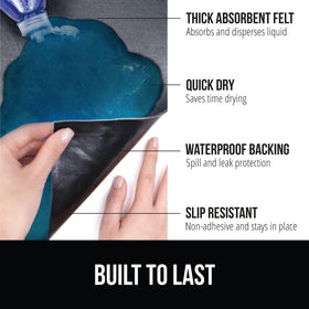 Absorbent felt surface of LeakGuard quickly soaks spills