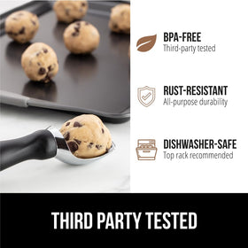 GORILLA GRIP versatile tool functioning as melon baller and cookie scoop