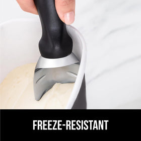 GORILLA GRIP notch on handle aiding lid opening for frozen containers