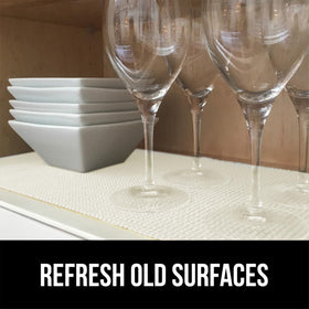 Gorilla Grip PowerGRIP Cabinet Shelf Liner guards shelves from debris.