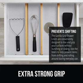 GORILLA GRIP powerGRIP cabinet liner protects surfaces from scratches and debris.