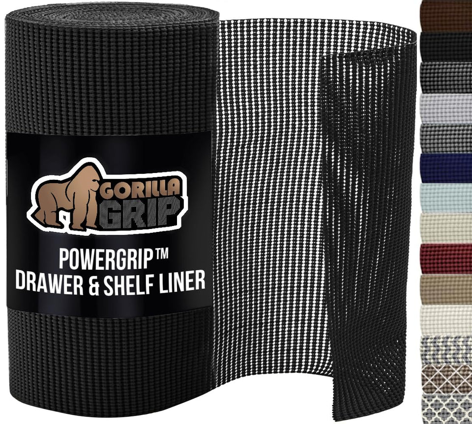 Gorilla Grip PowerGRIP drawer liner for kitchen keeps items from shifting and protects surfaces