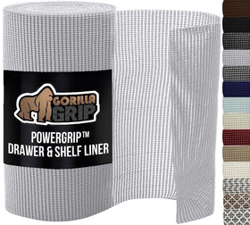 GORILLA GRIP powerGRIP light-gray drawer liner rolled for easy installation and organization