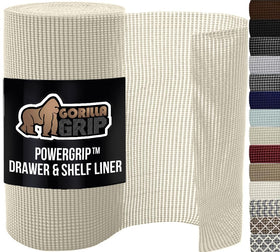 Gorilla Grip powerGRIP drawer liner with thick non-adhesive surface keeps items secure.