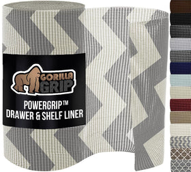 GORILLA GRIP powerGRIP liner in a drawer keeps utensils secure and organized.