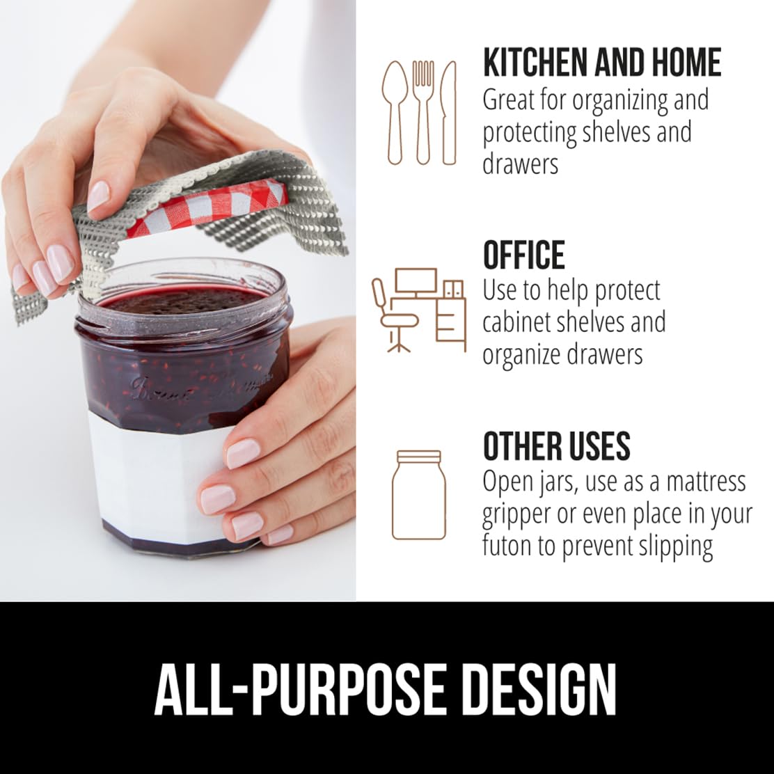 GORILLA GRIP powerGRIP liner in an office organizer keeps supplies in place.