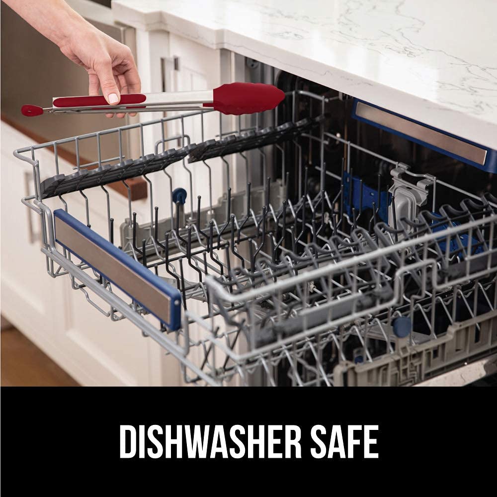 GORILLA GRIP pull-lock storage keeps tongs compact and organized.