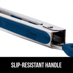 GORILLA GRIP scalloped-edge tongs offer a secure grip on small items.
