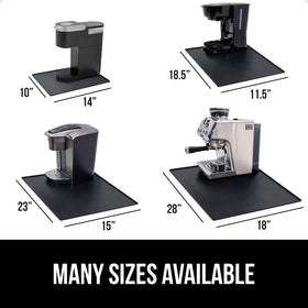 GORILLA GRIP silicone coffee mat dishwasher-safe tag shows easy cleanup.