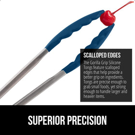 GORILLA GRIP silicone-head tongs protect nonstick pans during cooking.