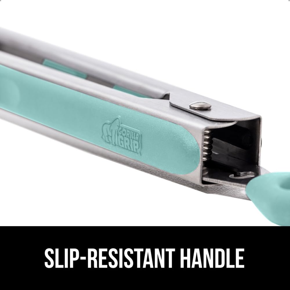 Gorilla Grip slip-resistant handle ensures secure grip during cooking.
