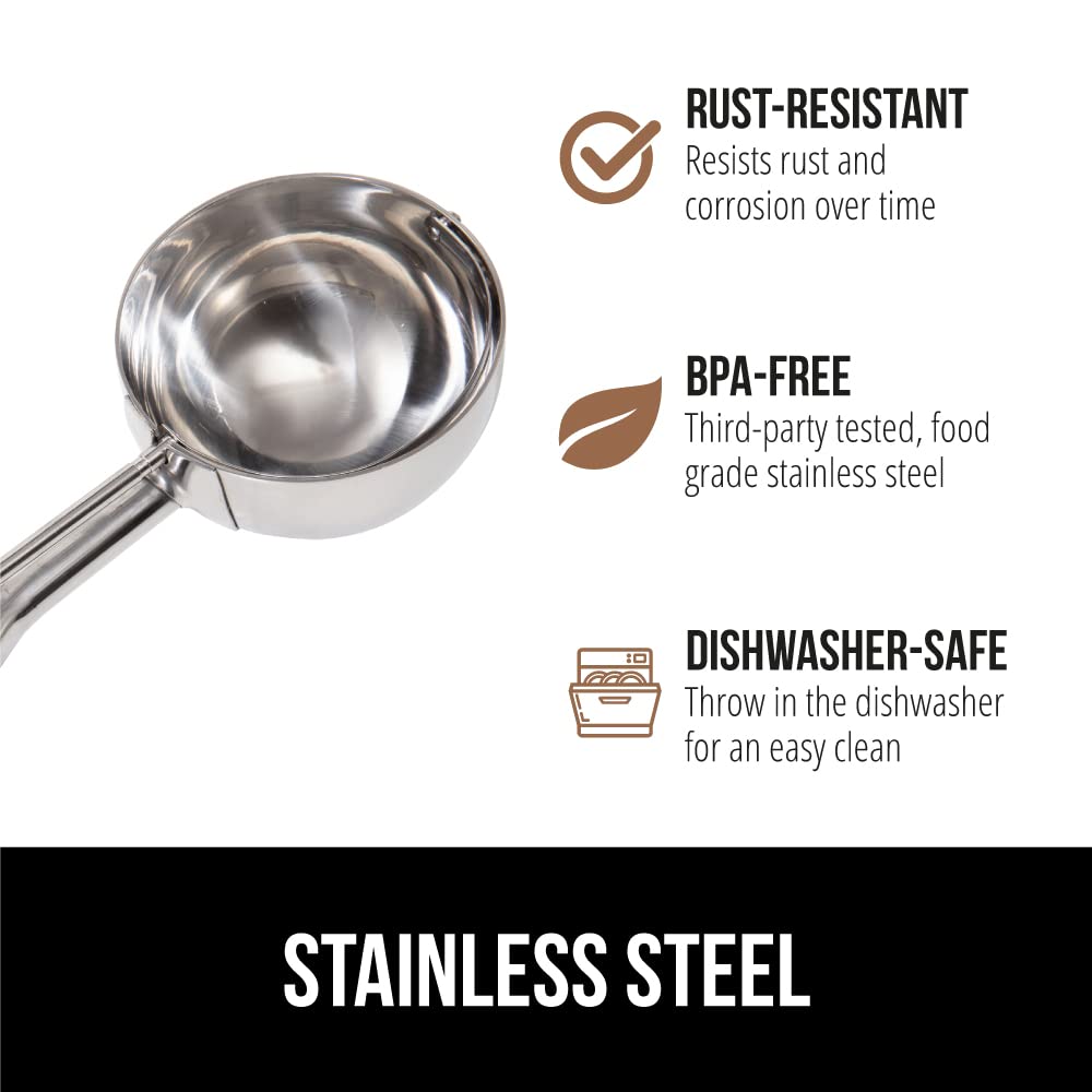 Gorilla Grip stainless steel construction resists rust.