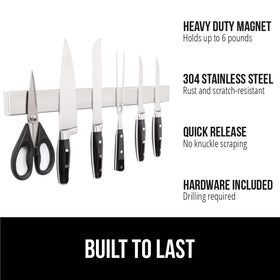 GORILLA GRIP stainless steel finish complements any kitchen while keeping blades organized.
