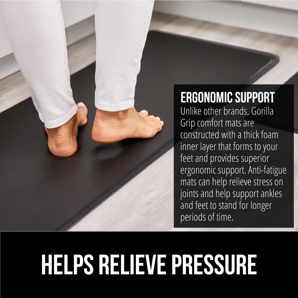 GORILLA GRIP mats feature a pebble-top surface for soft barefoot comfort