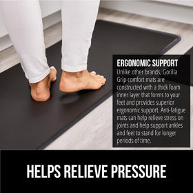 GORILLA GRIP mats feature a pebble-top surface for soft barefoot comfort