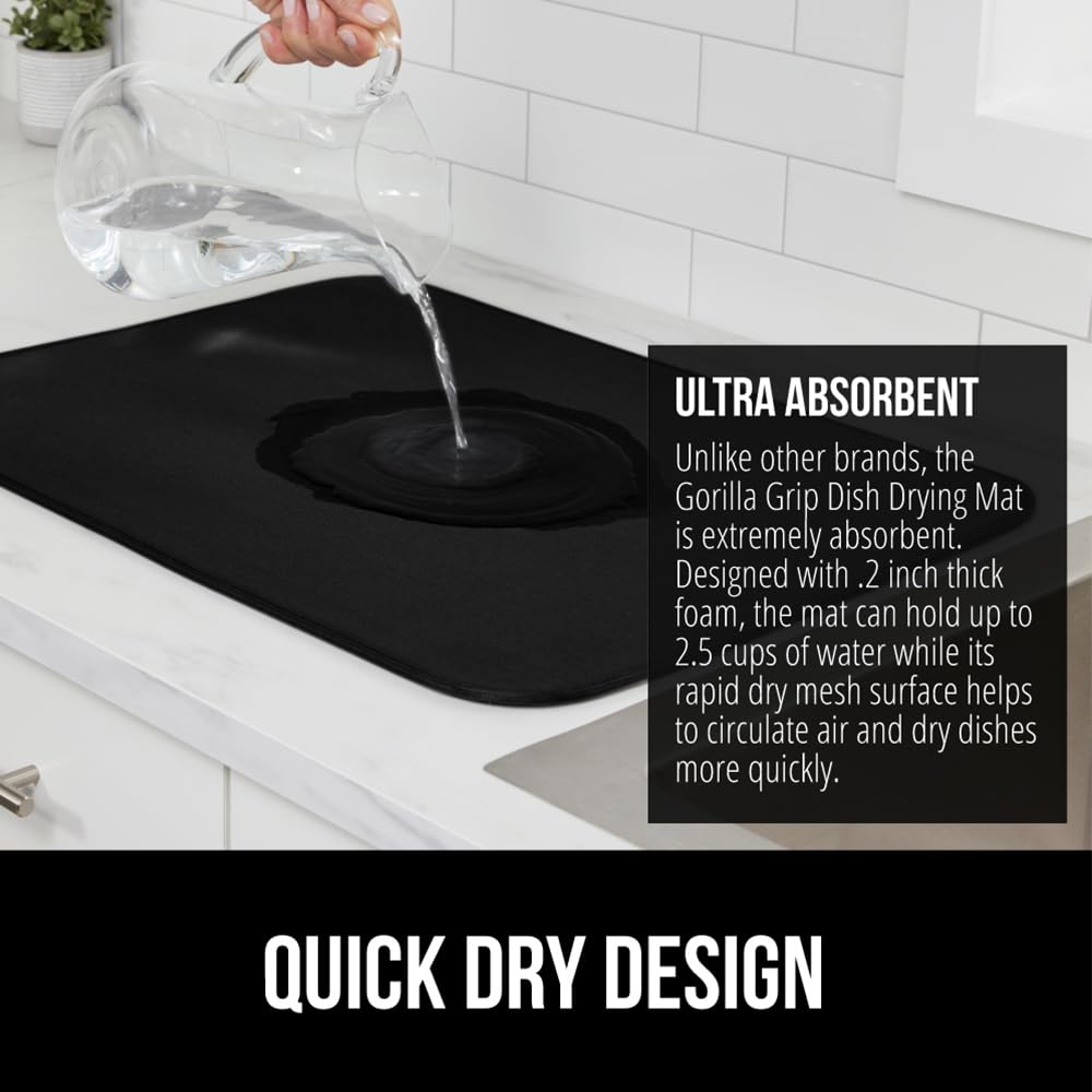 GORILLA GRIP Ultra slip-resistant backing keeps the mat in place