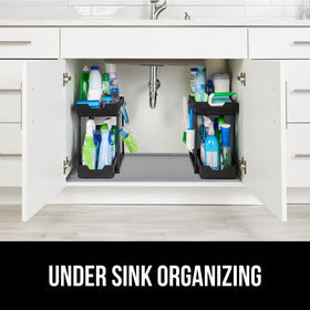 GORILLA GRIP under-sink mat doubles as a durable drawer liner in laundry