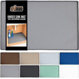 GORILLA GRIP under-sink mat 34x22 protects cabinets from leaks.