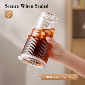 GOSCHE ribbed-design tumbler with leakproof lid offering a secure grip.
