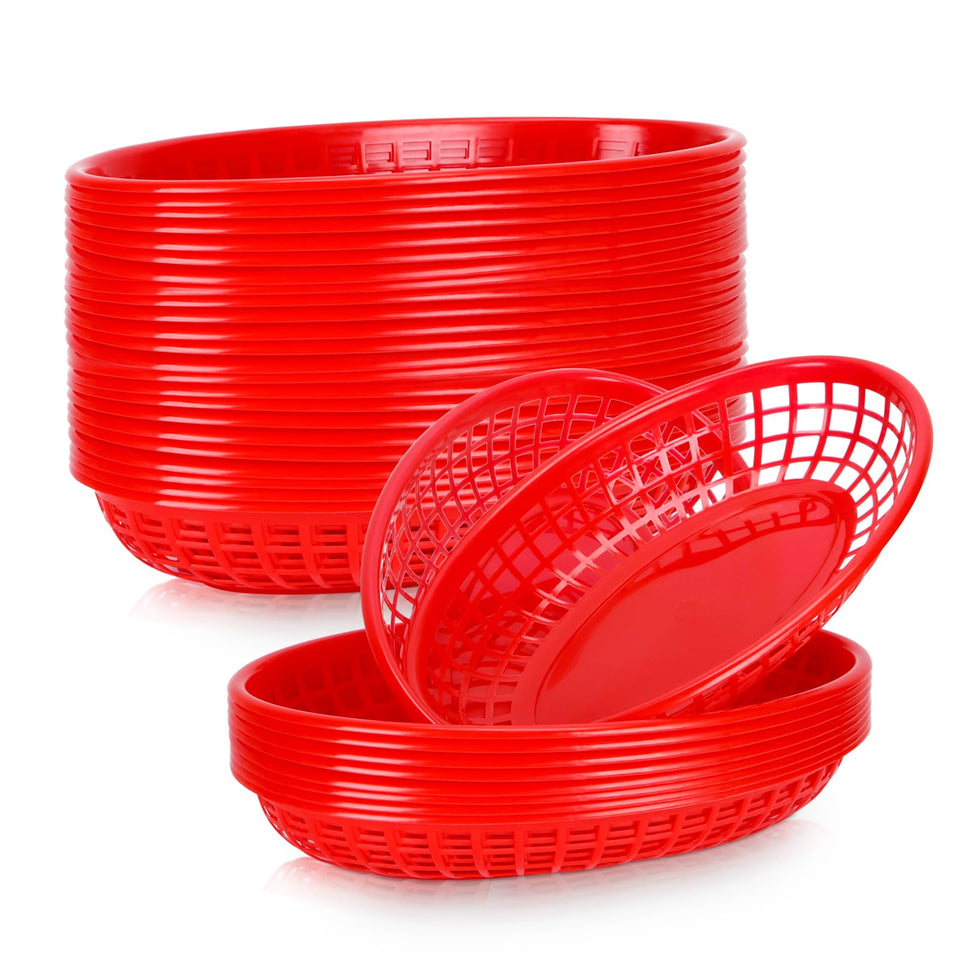 GothaBach 50pack red fast-food baskets with perforations for airflow and serving