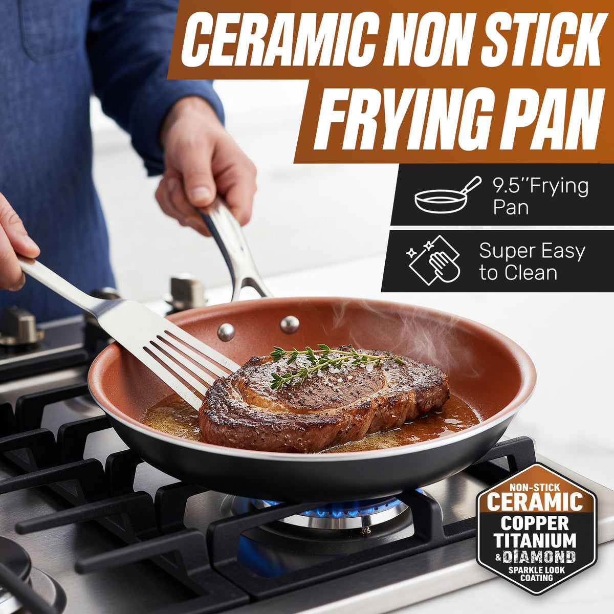 Gotham Steel XL steamer insert enables healthy steaming in seconds.