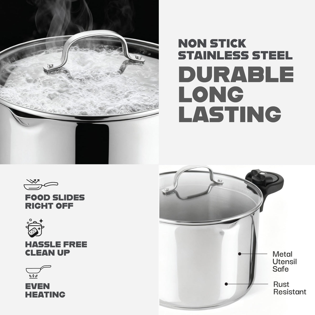 GOTHAM STEEL stock pot diamond infused coating resists metal utensils