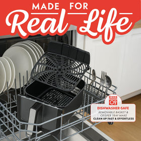Gourmia Air Fryer 7QT dishwasher-safe accessories simplify cleanup after meals.