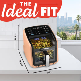 Gourmia Air Fryer 7QT family-size capacity cooks wings and fries for gatherings.