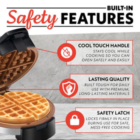 Gourmia Belgian Waffle Maker stainless steel exterior for modern kitchens