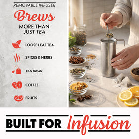 Gourmia removable stainless steel infuser for loose-leaf tea and grounds