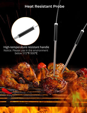Govee two-probe design enables simultaneous monitoring for multiple meats.
