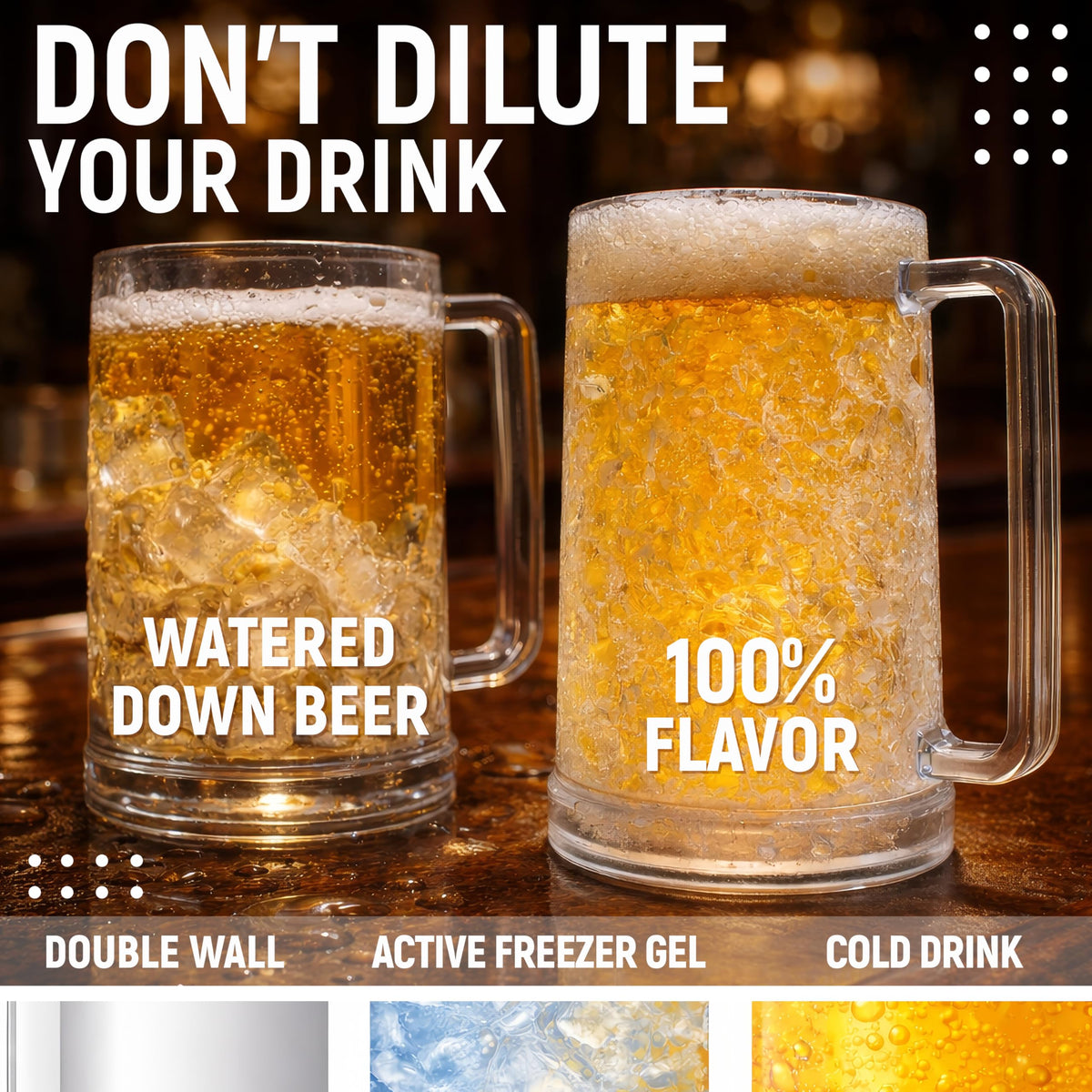 Granatan clear acrylic mug with handle offers glass-like style