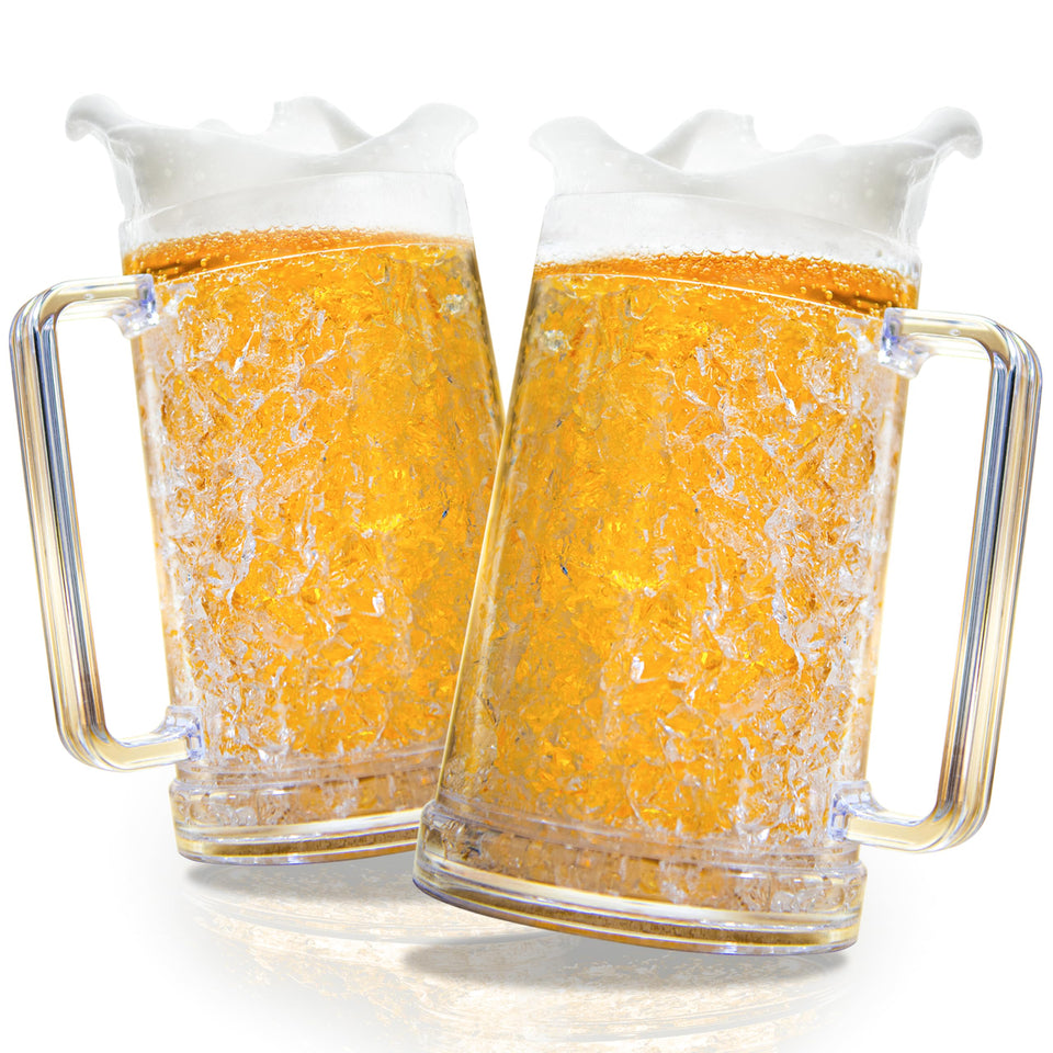 Granatan frozen beer mugs set keeps drinks colder longer outdoors