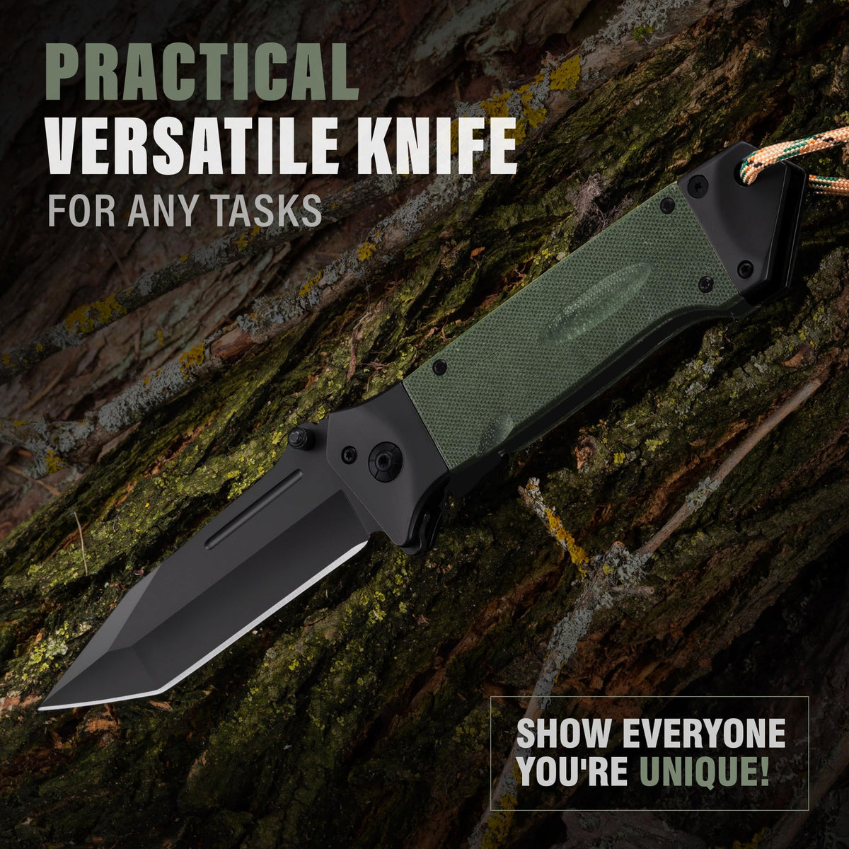 Grand Way compact EDC knife shown on a backpack for easy access