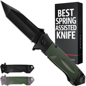 Grand Way spring-assisted knife blade open for quick use