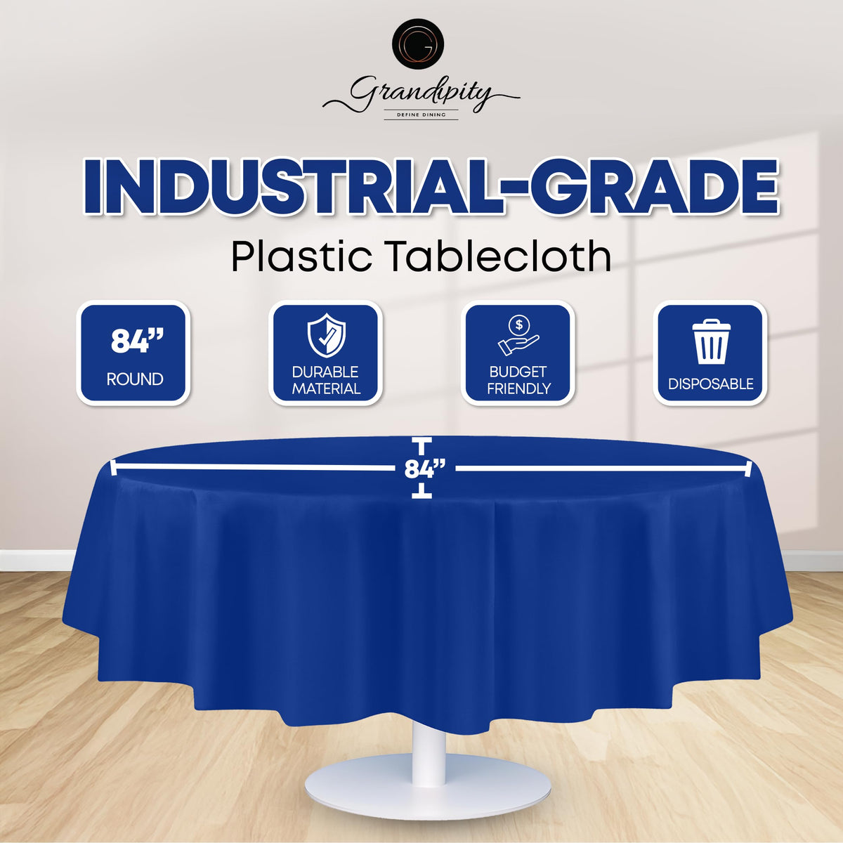 Grandipity disposable tablecloth showing heavy-duty protection for spills