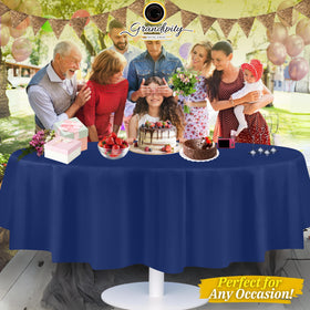 Grandipity navy blue tablecloth makes cleanup simple after events