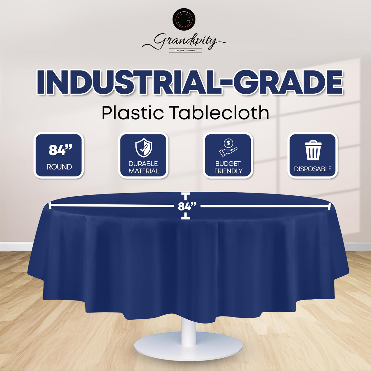 Grandipity navy blue disposable tablecloth 6-pack for quick cleanup