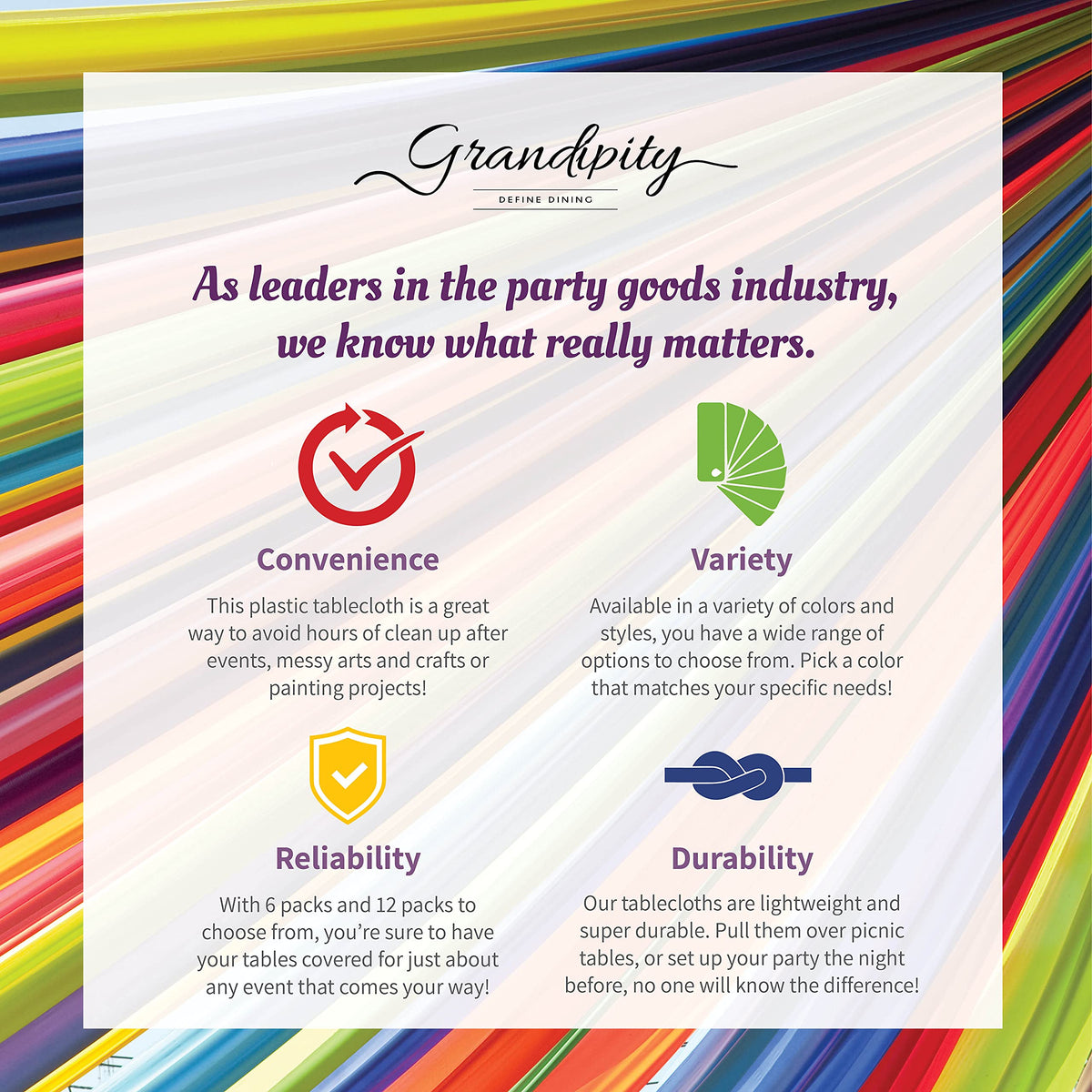 Grandipity 8ft table coverage prevents spills at gatherings