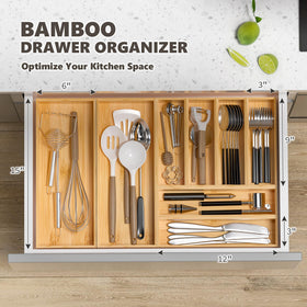 Greatseas bamboo silverware drawer tray enhances tidy storage