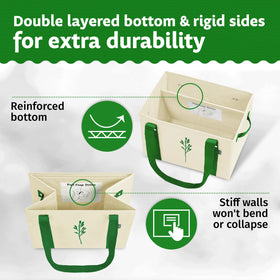 Green Bulldog 65-lb capacity tote supports groceries and picnics