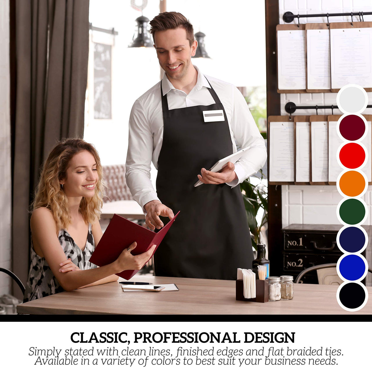Green Lifestyle unisex-fit black bib apron for men and women.
