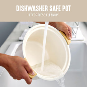 GreenLife ceramic nonstick interior for easy food release and quick cleanup.