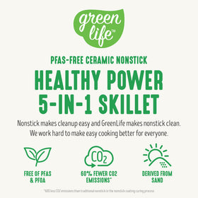 GreenLife pink skillet stay-cool handles for safe maneuvering.