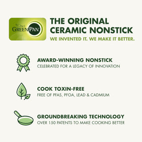 GreenPan Rio with stainless steel handles and dishwasher-safe design for easy cleanup.
