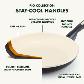 GreenPan Rio stay-cool Bakelite handle for secure grip