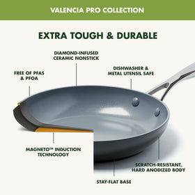 GreenPan Valencia Pro 8-inch frying pan with diamond-infused coating for easy release.